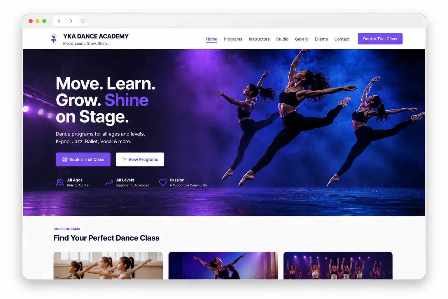 Preview screenshot of the Academy / Studio demo website template