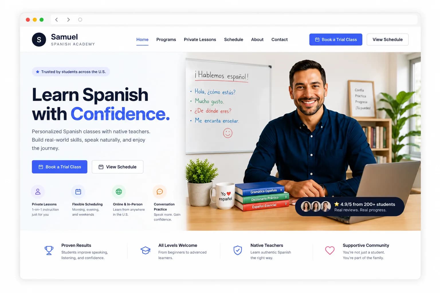 Preview screenshot of the Solo Tutor demo website template